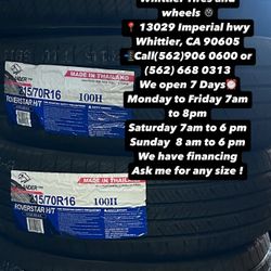 SET OF NEW TIRES 215/70R16 ATLANDER HT , INCLUDING MOUNTING AND BALANCING. ASK ME FOR ANY SIZE OR BRAND, WE HAVE THE BEST PRICES OF CALIFORNIA