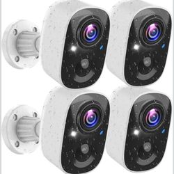 Security Cameras Wireless Outdoor (4 Pack), Battery Powered Cameras for Home Security with AI Motion Detection, 2K Color Night Vision, 2-Way Talk, IP6