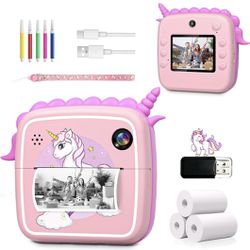 Instant Print Camera for Kids, Digital 1080P Video Cameras, 64GB Children's Print Camera Toddler Camera Christmas Birthday Toy Gifts for Girls Boys Ag