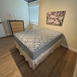 Full Size Pillow Top Mattress + Box Spring + Frame