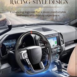 Raptor 2015-2020 Carbon Fiber Steering Wheel with Heated D-shaped Flat-bottom 
