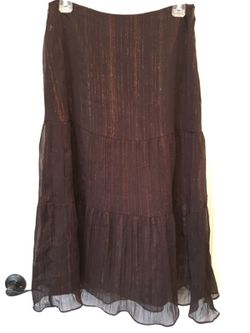Brown shimmering long skirt size 6