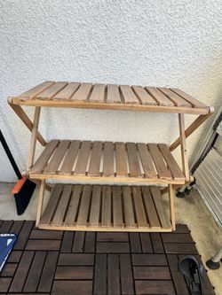 Wood 3-Tier Shoe Rack / Storage Shelf – Solid Wood