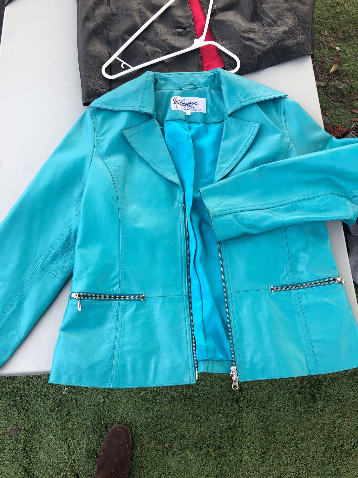 Leather Turquoise lx large women’s beautiful blazer jacket