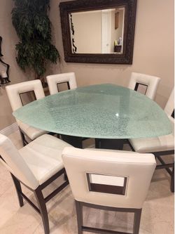 Modern 7-Piece Glass Top Dining Table Set – 6 Chairs
