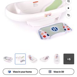 Hopscotch Lane Newborn to Toddler White 3-in-1 Rigid Baby Bathtub with Sling, Ages 0+ Months, Unisex