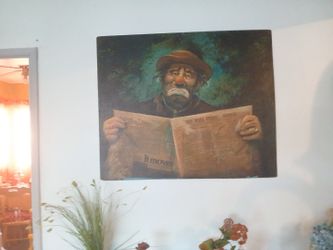 TheTycoon" by artist Barry Leighton-Jones.
The artwork depicts the famous American hobo clown, Emmett Kelly, as his character "Weary Willie".
The cl