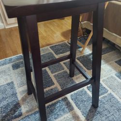 Dark Brown Wood Bar Stool