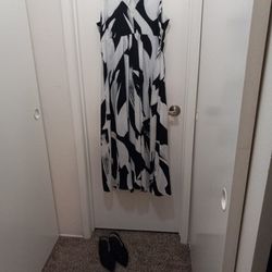 Dkny Black/white LONG dress (Without The Black Jacket 