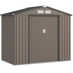 Outsunny 7x4 Storage Shed, Outdoor Garden Tool Shed with Foundation Kit, Vents & Sliding Doors