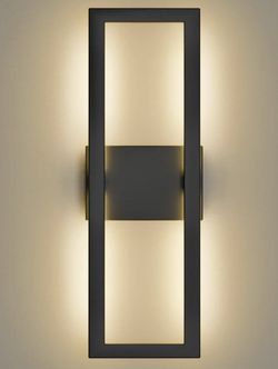 Modern LED Wall Sconces, Porch Wall Lights, 3000K Rectangular Exterior Wall Sconce, Matte Black Exterior Wall Lights for Front Door, House, Garage, In