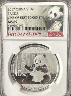 2017 panda coin MS69