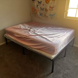 Full size mattress, bunkie board, and bed frame
