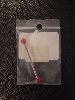 Brand New Red Industrial Barbell Ear Piercing Jewelry - 14G 38mm Surgical Steel