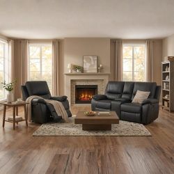 Genuine Leather Power Recliner (Set Of 2pc) Recliner Chair and Loveseat Sofa Couch
