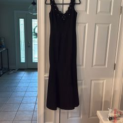 Chic black mermaid style  sleeveless evening dress 2 