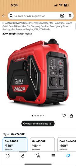 Erayak 2400W generator - brand new