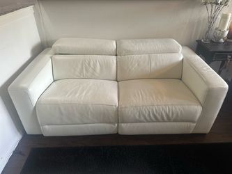 Verona White Leather Sofa