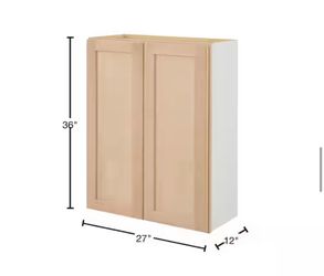 Hampton Bay 27 in. W x 12 in. D x 36 in. H Ready to Assemble Wall Kitchen Cabinet in Unfinished