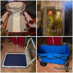 OZARK TRAIL OVERSIZED CHAIR  + UTILITY CART + BEACH CART - SEE POST FOR PRICES