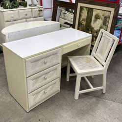 White Desk With Chair Drawer Storage