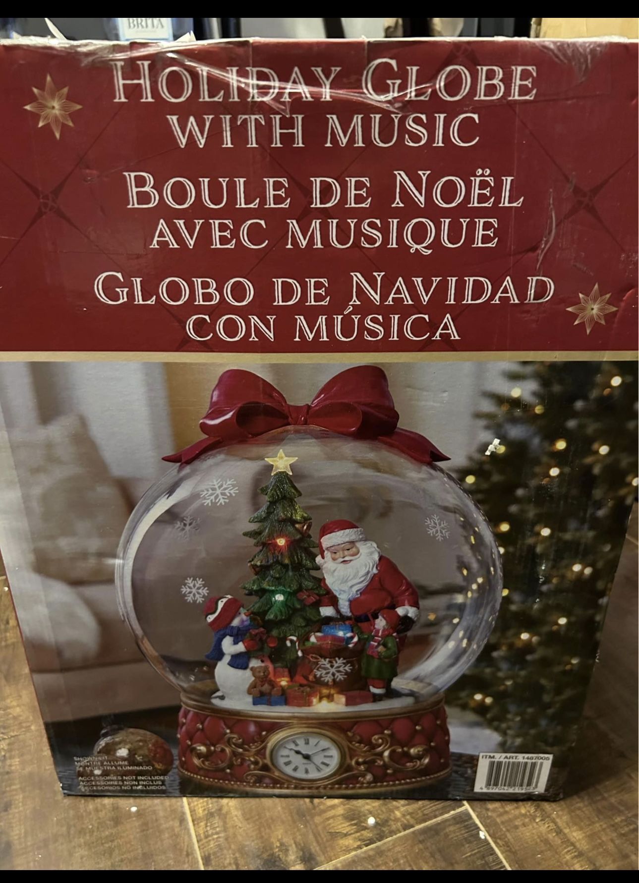 NEW Giant Glass Christmas Globe Table Top Ornament with LED Lights & Sounds