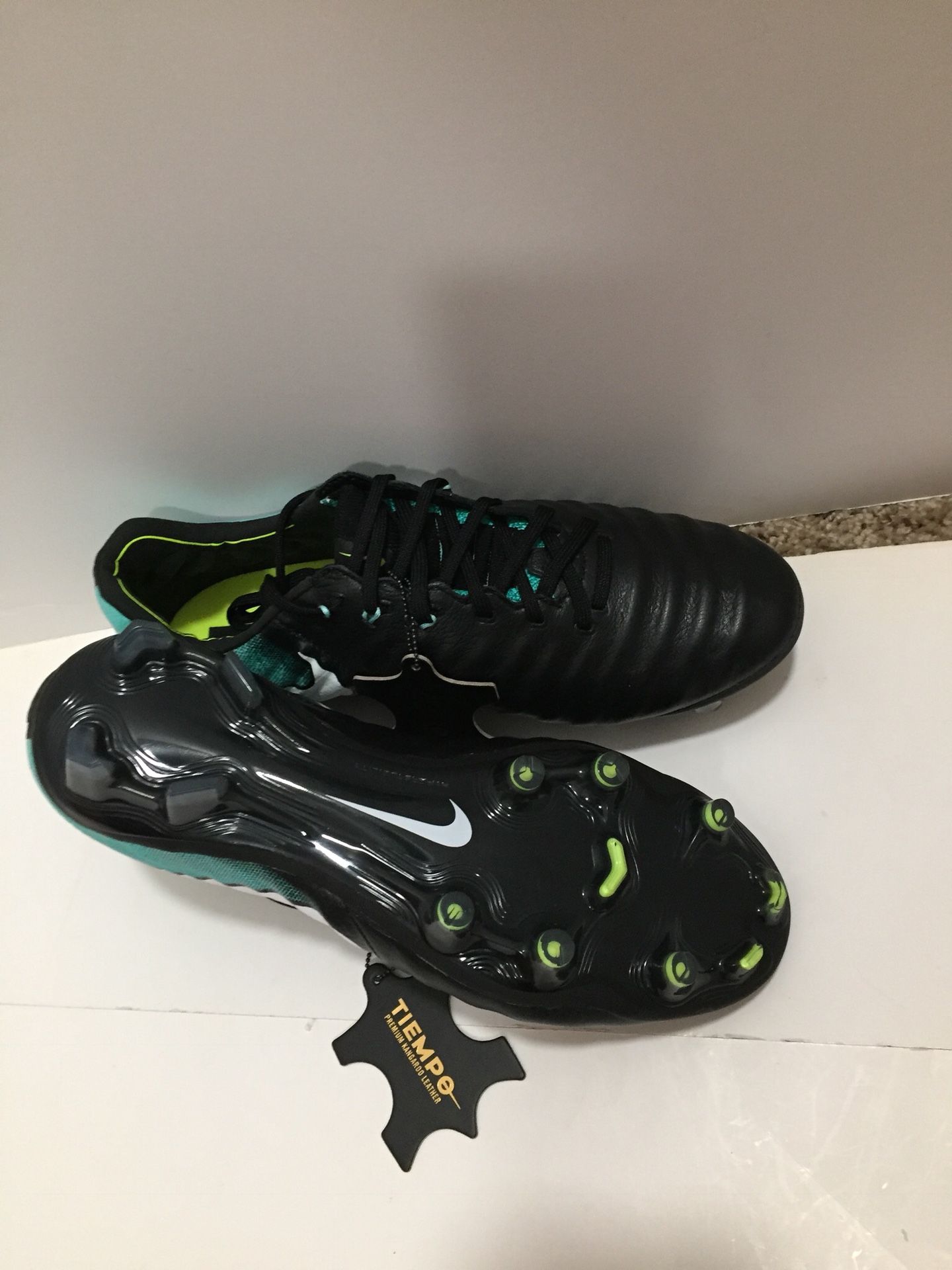 Nike Tiempo Legend VII FG Black/Light Aqua Volt Womens Soccer Size