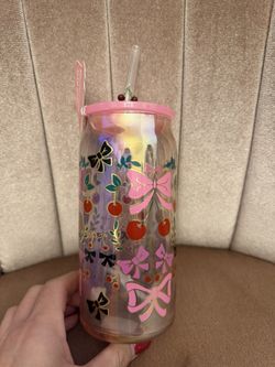 Cherry With Bows Glass Cup