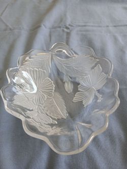 Glass Bowl Satin And Clear Glass