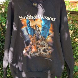 RARE VINTAGE DEADSTOCK 92 3D emblem Smtih & Wesson Harley davidson sweatshirt