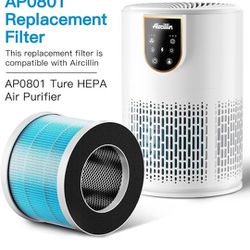 Replacement Filters for AP0801 Air Purifier, 2 Pack H13 HEPA Filters, Activated Carbon Filter