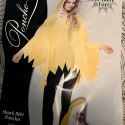 Baby shark adult Poncho Costume 