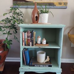 Mint Green Solid Wood Side Table 