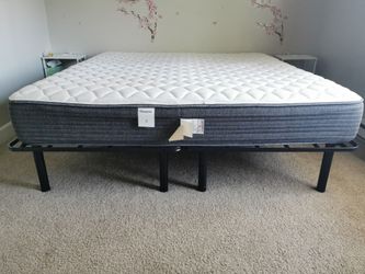 King size Beautyrest Mattress on Metal Bed Frame