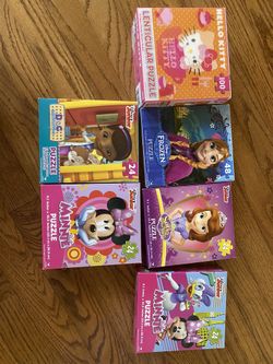 Disney and Hello Kitty Puzzles-misc sizes six