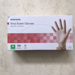 Brand new McKesson Clear Vinyl Exam Gloves , 14-116, Powder-Free, Size Medium - Box of 100 $5each 