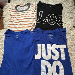 Assorted men’s shirts bundle  Very good condition except for the nike just do it (there’s a little tiny stain) as seen in the last picture