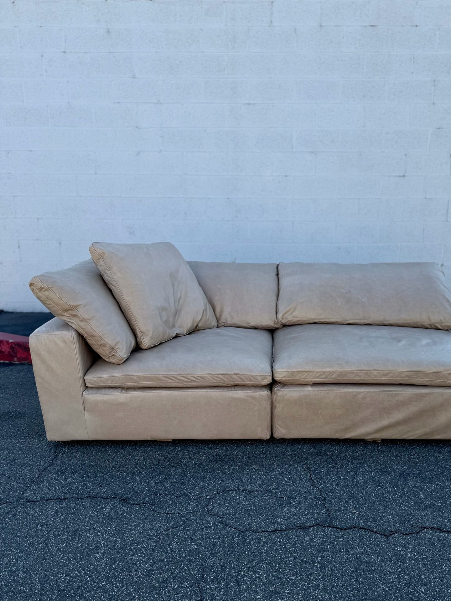 RH Cloud Modular Leather Sofa Luxe 2-Piece Delivery Available