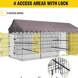 Aivituvin Heavy Duty Metal Chicken Run AIR7009, Waterproof Roof Cover( Inner Space 22ft²) - Chicken Run