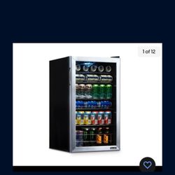 Newair 126 Can Freestanding Beverage Mini Fridge in Stainless Steel