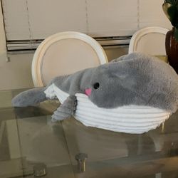 Gray and White Plush Whale Toy