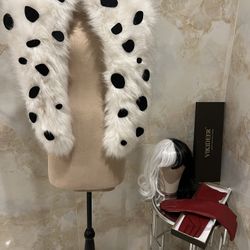 Cruella women’s costume props new Halloween party set with red leather gloves
