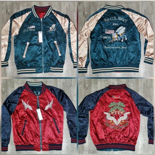 Japan Souvenir Tour Jacket Reversible Satin/Velvet Mens Sz Large. New with tags.