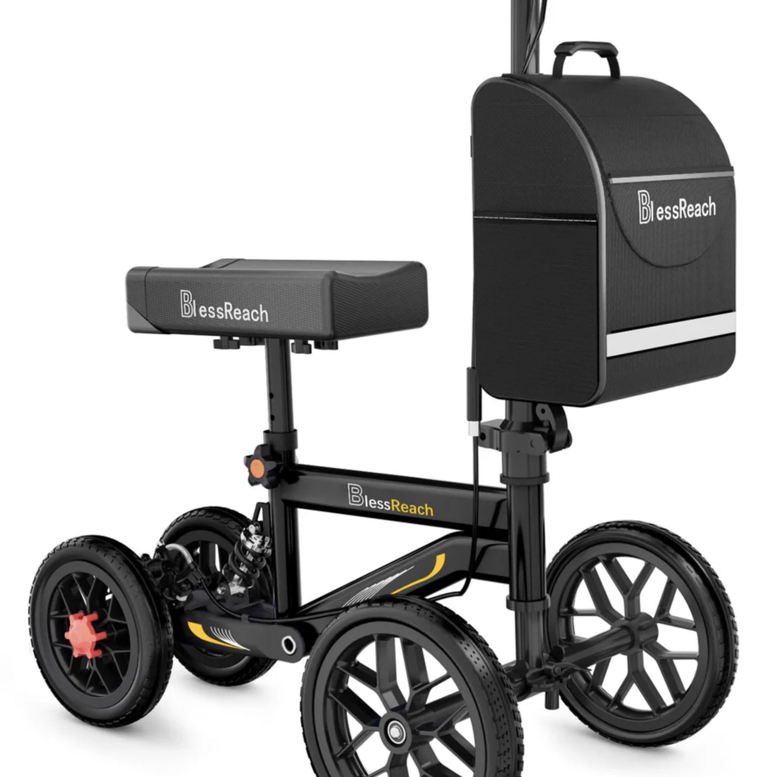 New black knee scooter Deluxe double handbrake all-terrain (1359)