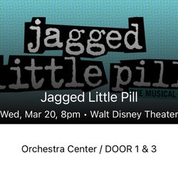 2 Tickets 2/20 Jagged little pill Musical At Dr Phillips Center 