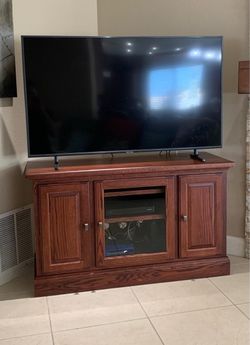 Wood TV Stand with Cabinet Storage