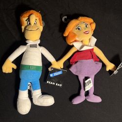 George And Jane  Jetsons  bean bag stuffed animals, Warner Bros 10” 1999