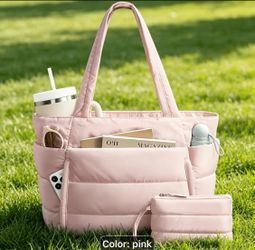 Pink Bag with side pocket for drink