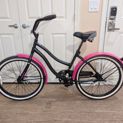 Huffy Cranbrook Cruiser, Matte Black & Hot Pink, 24-inch - LIKE NEW!