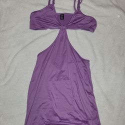 Side Cutout Purple Dress